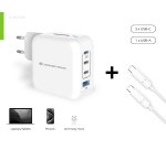 Conceptronic 4-Port 100W GaN USB PD Charger with USB-C Charging Cable, USB-C x 3, USB-A x 1, QC 3.0, PPS
