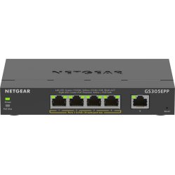 NETGEAR 5-Port Gigabit Ethernet High-Power PoE+ Plus Switch (GS305EPP) Géré L2/L3 Gigabit Ethernet (10/100/1000) Connexion Ethernet, supportant l'alimentation via ce port (PoE) Noir