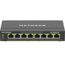 NETGEAR 8-Port Gigabit Ethernet High-Power PoE+ Plus Switch (GS308EPP) Géré L2/L3 Gigabit Ethernet (10/100/1000) Connexion Ethernet, supportant l'alimentation via ce port (PoE) Noir