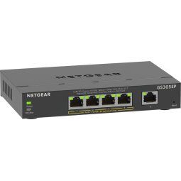 NETGEAR 5-Port Gigabit Ethernet PoE+ Plus Switch (GS305EP) Géré L2/L3 Gigabit Ethernet (10/100/1000) Connexion Ethernet, supportant l'alimentation via ce port (PoE) Noir