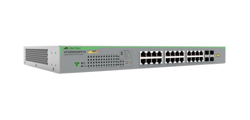 Allied Telesis AT-GS950/28PSV2-50 commutateur réseau Non-géré Gigabit Ethernet (10/100/1000) Connexion Ethernet, supportant l'alimentation via ce port (PoE) Gris