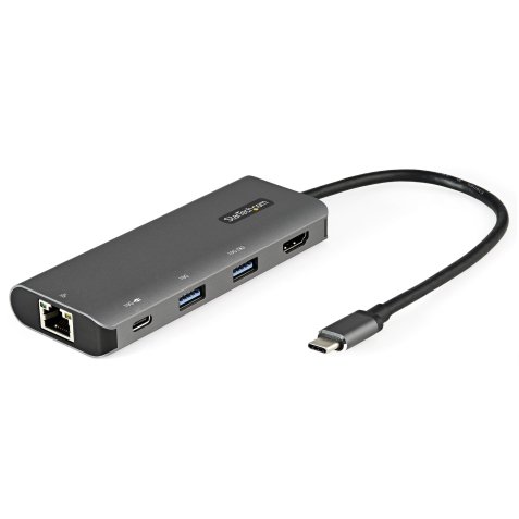 StarTech.com USB C Multiport Adapter - 10 Gbit/s USB Typ C Mini Dock mit 4K 30Hz HDMI - Power Delivery 3.0 Passthrough - 3 Port USB Hub, GbE - USB 3.1 / 3.2 Gen 2 Laptop Dock - 25 cm Kabel