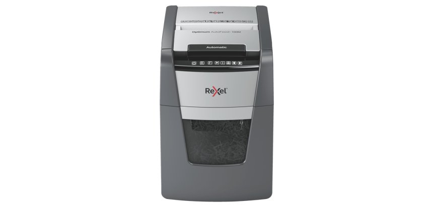 Destructeur de documents automatique et manuel Rexel Optimum AutoFeed+ 100M - P5 coupe micro