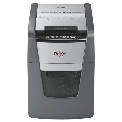 Destructeur de documents automatique et manuel Rexel Optimum AutoFeed+ 100M - P5 coupe micro