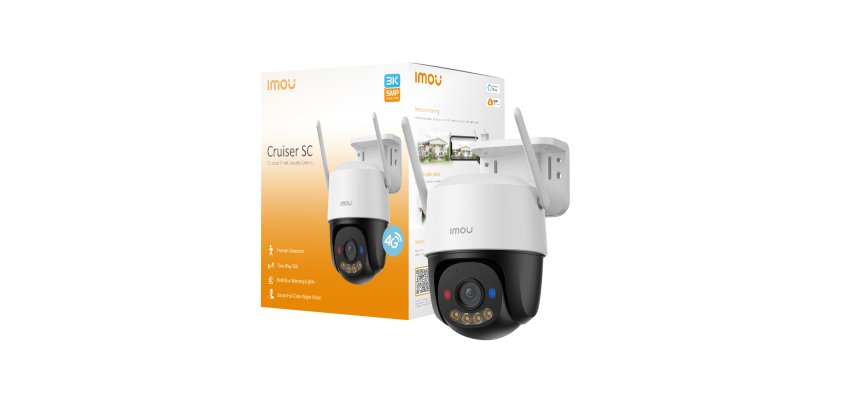 Imou Cruiser SC 4G 2K (3MP) - Telecamera 4G da esterno Motorizzata 360° - Visione Notturna a Colori, IP66, Tracciamento Intelligente, Rilevamento Umano, Deterrenza attiva (Faretto, Luci Blue e Rosse e Sirena, Audio Bidirezionale