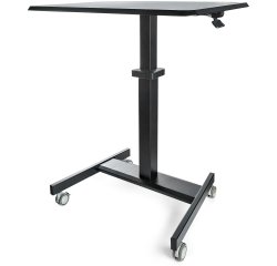 StarTech.com Mobile Standing Desk - Portable Sit Stand Ergonomic Height Adjustable Cart on Wheels - Rolling Computer/Laptop Workstation Table with Locking One-Touch Lift for Teacher/Student