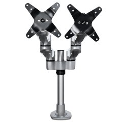 StarTech.com Support de Bureau Double Bras pour Écran - Bras pour Écran Articulé de Qualité - Écrans jusqu'à 30"(10kg) VESA - Support Écran Réglable - Rotation/Inclinaison/Pivotement - Pince/Anneau - Argenté