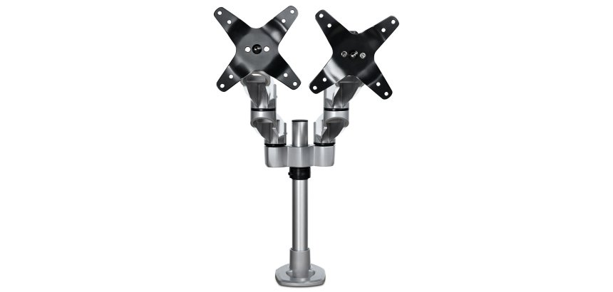 StarTech.com Support de Bureau Double Bras pour Écran - Bras pour Écran Articulé de Qualité - Écrans jusqu'à 30"(10kg) VESA - Support Écran Réglable - Rotation/Inclinaison/Pivotement - Pince/Anneau - Argenté