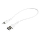 StarTech.com Cable Resistente USB-A a Lightning de 30 cm Blanco - Cable de Sincronización y Carga USB Tipo A a Lightning con Fibra de Aramida Resistente - Certificado MFi de Apple - para iPad/iPhone 12