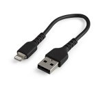 StarTech.com Cable Resistente USB-A a Lightning de 15 cm Negro - Cable de Sincronización y Carga USB Tipo A a Lightning con Fibra de Aramida Resistente - Certificado MFi de Apple - para iPad/iPhone 12