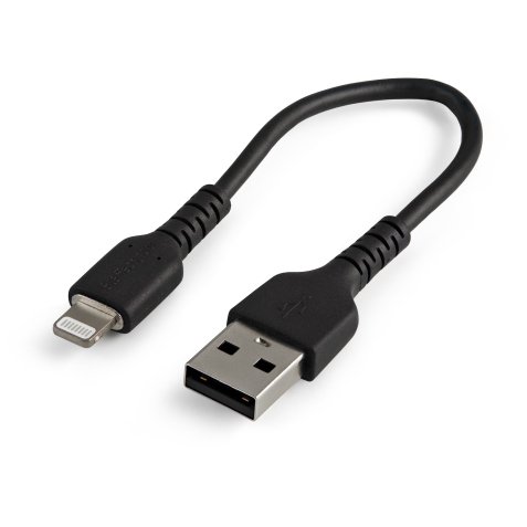 StarTech.com 15cm Durable USB A to Lightning Cable - Black USB Type A to Lightning Connector Charge & Sync Power Cord - Rugged w/Aramid Fiber - Apple MFI Certified - iPad Air iPhone 12