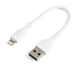 StarTech.com Cable Resistente USB-A a Lightning de 15 cm Blanco - Cable de Sincronización y Carga USB Tipo A a Lightning con Fibra de Aramida Resistente - Certificado MFi de Apple - para iPad/iPhone 12