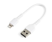 StarTech.com Cable Resistente USB-A a Lightning de 15 cm Blanco - Cable de Sincronización y Carga USB Tipo A a Lightning con Fibra de Aramida Resistente - Certificado MFi de Apple - para iPad/iPhone 12