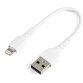 StarTech.com Cable Resistente USB-A a Lightning de 15 cm Blanco - Cable de Sincronización y Carga USB Tipo A a Lightning con Fibra de Aramida Resistente - Certificado MFi de Apple - para iPad/iPhone 12