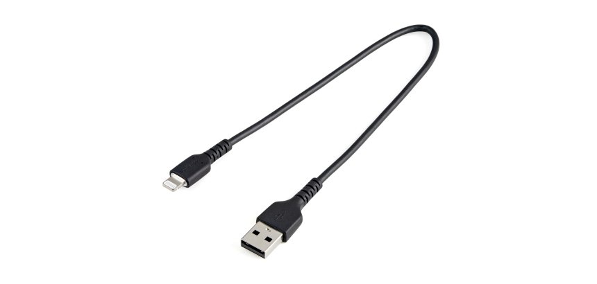 Câble USB-A vers Lightning noir 0,3 m