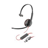 POLY Micro-casque monaural USB-C Blackwire 3210 + adaptateur USB-C/A (lot)