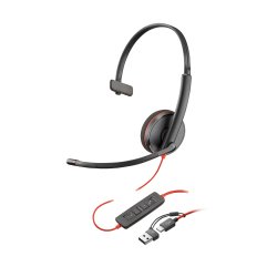 Poly Auriculares monoaurales Blackwire 3210 USB-C + Adaptador USB-C/A