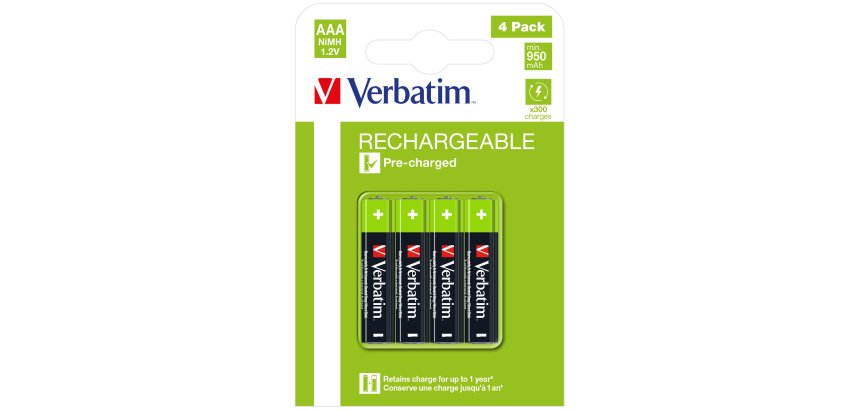 Verbatim 49514 pile domestique Batterie rechargeable AAA Hybrides nickel-métal (NiMH)