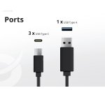 Conceptronic 4-Port 100W GaN USB PD Charger with USB-C Charging Cable, USB-C x 3, USB-A x 1, QC 3.0, PPS