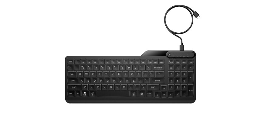 HP Teclado con cable retroiluminado multidispositivo 405