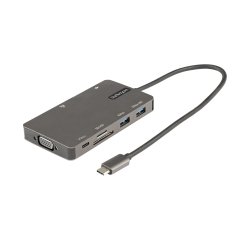 StarTech.com Adaptador Multipuertos USB C - Docking Station de Viajes HDMI 4K 30Hz o VGA - Hub Ladrón USB 3.0 de 5Gbps (USB-A / USB Tipo C) - PD de 100W - SD/Micro SD - GbE - Replicador