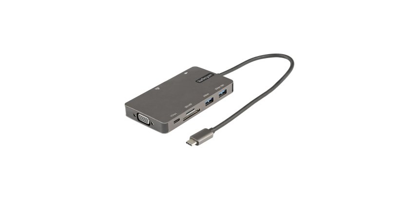 StarTech.com USB C Multiport Adapter - USB C auf HDMI 4K 30Hz/VGA Reiseadapter/Docking station - 5Gbit/s USB 3.0 Hub (USB A/USB C) - 100W Power Delivery - SD/Micro SD Kartenleser - Gigabit Netzwerk - 30cm Kabel