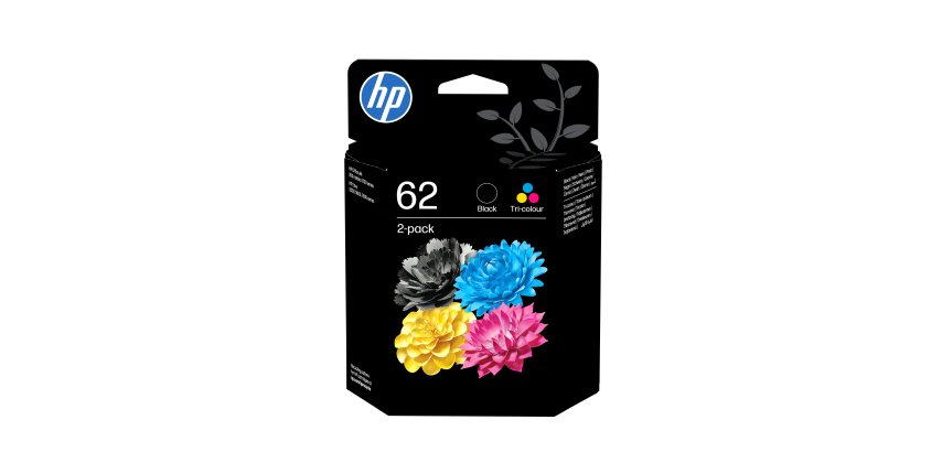 HP 62 pack de 2 cartouches authentiques d'encre noire / trois couleurs