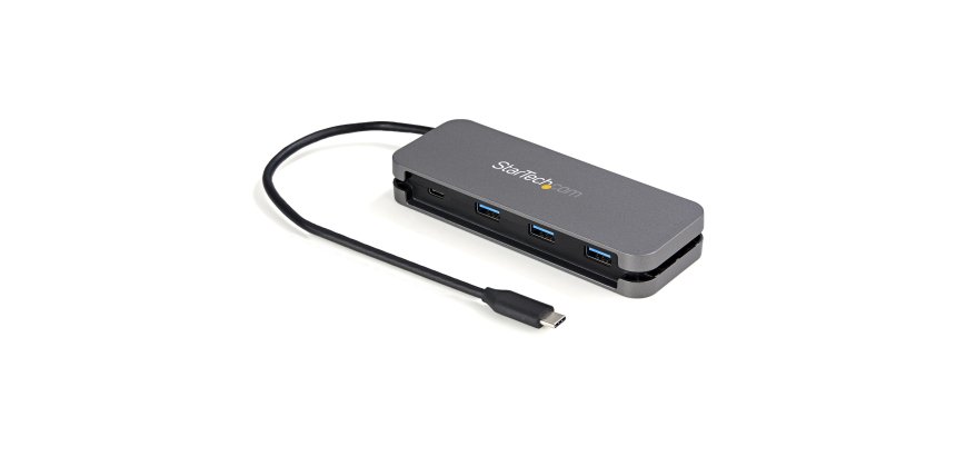 StarTech.com Hub USB-C 4 Ports - 3x USB-A/1x USB-C - Hub USB 3.0 Type-C 5Gbps (USB 3.2 Gen 1) - Alimenté par Bus - Adaptateur Hub USB-C vers USB-A Portable - Câble 28.5cm/Rangement Intégré