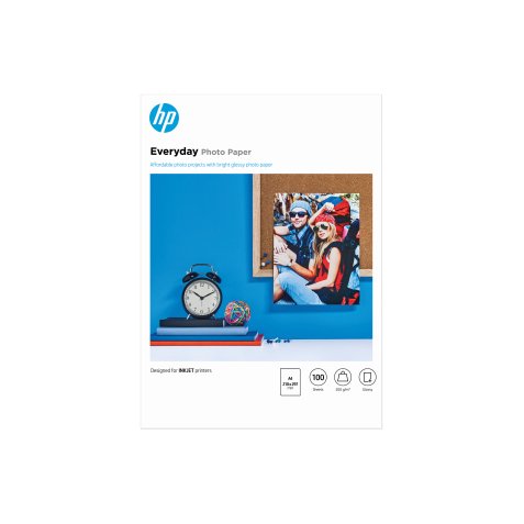 HP Carta fotografica Everyday, lucida, 200 g/m2, A4 (210 x 297 mm), 100 fogli