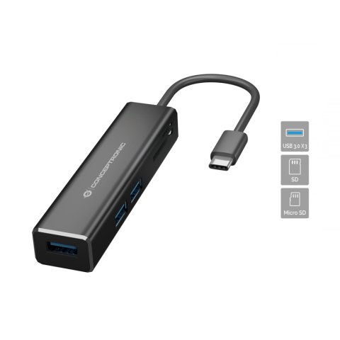 Conceptronic DONN08B base para portátil y replicador de puertos USB 3.2 Gen 1 (3.1 Gen 1) Type-C Negro