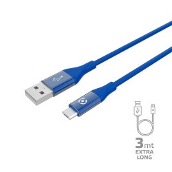 Celly USBMICROCOL3MBL USB cable 3 m USB A Micro-USB B Blue