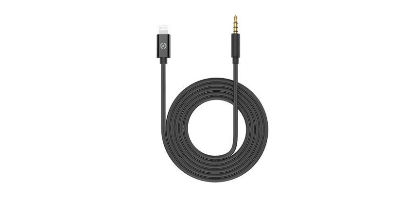 Celly USBLIGHT35MMBK mobile phone cable Black 1 m 3.5mm Lightning