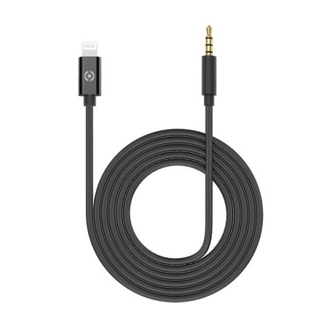 Celly USBLIGHT35MMBK mobile phone cable Black 1 m 3.5mm Lightning