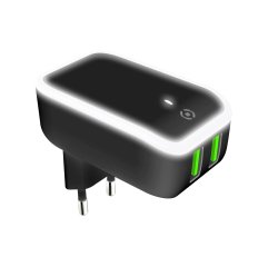 Celly TC2USBLEDBK Caricabatterie per dispositivi mobili Universale Nero, Bianco AC Interno