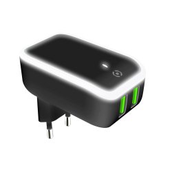 Celly TC2USBLEDBK mobile device charger Universal Black, White AC Indoor