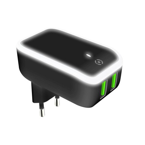Celly TC2USBLEDBK mobile device charger Universal Black, White AC Indoor
