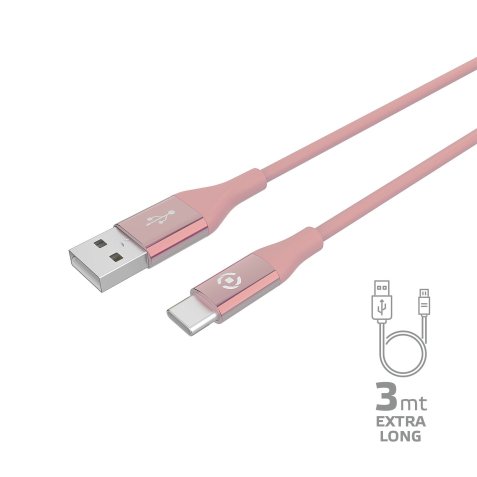 Celly USBTYPECCOL3MPK USB cable 3 m USB A USB C Pink