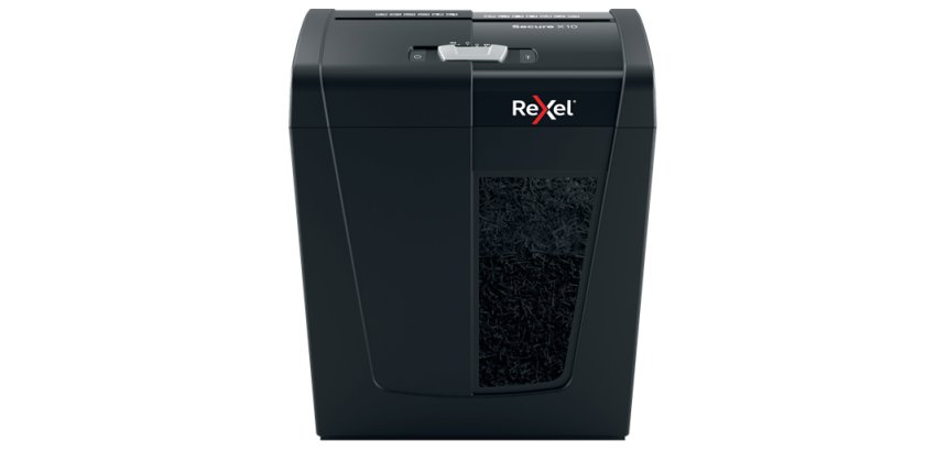 Destructeur de documents rexelsecure x10 coupe croisee en particules 10 f de papier a4 80g204x355x351mm