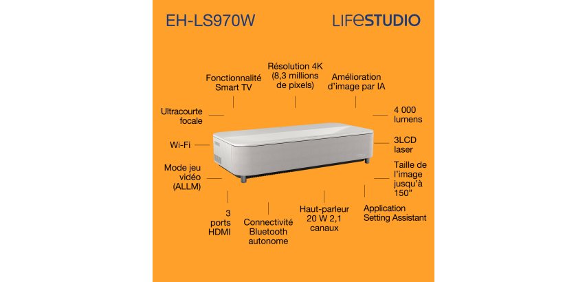 Epson Lifestudio Grand Plus EH-LS970W - Blanc diamant