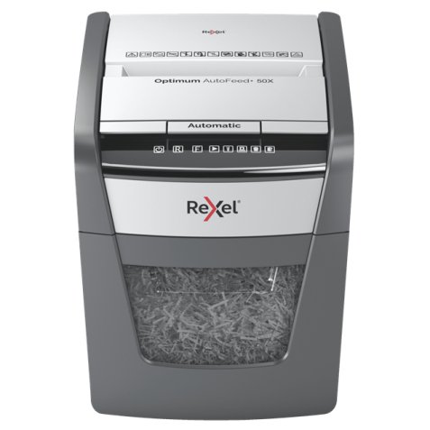 Rexel Optimum AutoFeed+ 50X distruggi documenti Triturazione incrociata 55 dB 22 cm Nero, Grigio