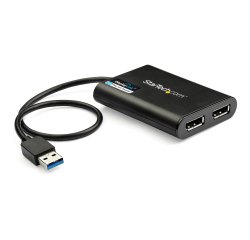 StarTech.com Adaptateur USB 3.0 vers double DisplayPort, 4K 60Hz, certifié DisplayLink, adaptateur d'écran USB vers double DP, adaptateur double DisplayPort pour Mac et Windows
