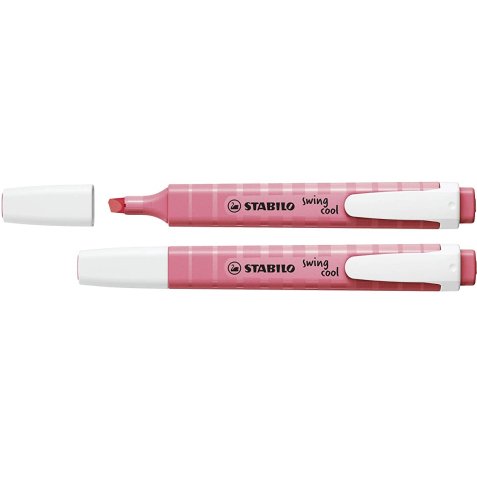Surligneur stabilo swing cool pastel edition format stylo   pointe biseautee trace 1/4mm  clip coloris petale de rose
