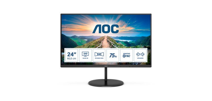 Monitor AOC V4 Q24V4EA LED display 60,5 cm (23.8") 2560 x 1440 Pixeles 2K Ultra HD Negro