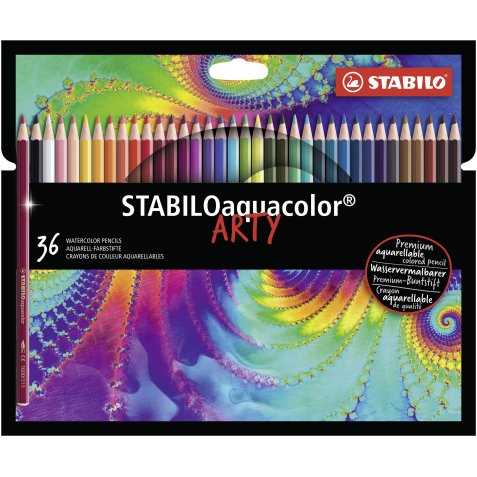 Aquacolor ARTY crayon de couleur aquarellable - Etui carton de 36 crayons - Coloris assortis