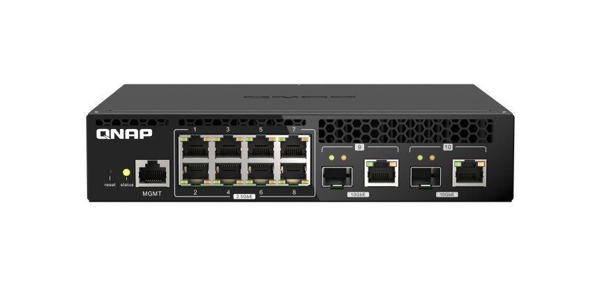 QNAP QSW-M2108R-2C switch di rete Gestito L2 2.5G Ethernet (100/1000/2500) Supporto Power over Ethernet (PoE) Nero