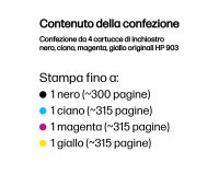 HP Confezione da 4 cartucce di inchiostro nero, ciano, magenta, giallo originali 903