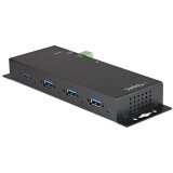 StarTech.com Hub USB-C de 4 Puertos de 10Gbps - Ladrón Concentrador USB Tipo C Industrial de Metal con 3 Puertos USB-A y 1 USBC - Protección ESD - Concentrador Autoalimentado USB 3.2 Gen 2