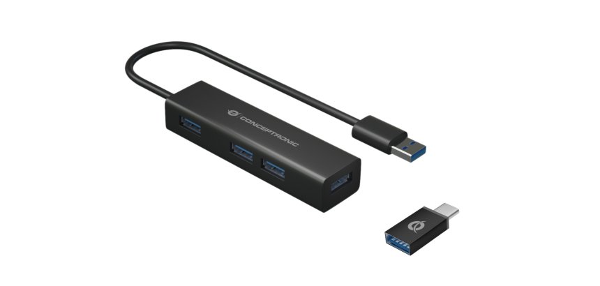 Conceptronic HUBBIES06B hub de interfaz USB 3.2 Gen 1 (3.1 Gen 1) Type-A 5000 Mbit/s Negro