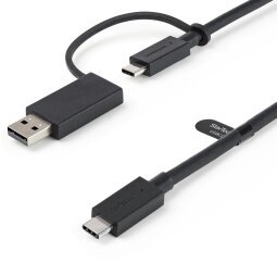 StarTech.com 1m USB-C Kabel mit USB-A Adapter Dongle - Hybrid 2-in-1 USB-C Kabel mit USB-A - USB-C auf USB-C (10Gbit/s - 100W PD), USB-A auf USB-C (5 Gbit/s) - Ideal für Hybrid-Dockingstation