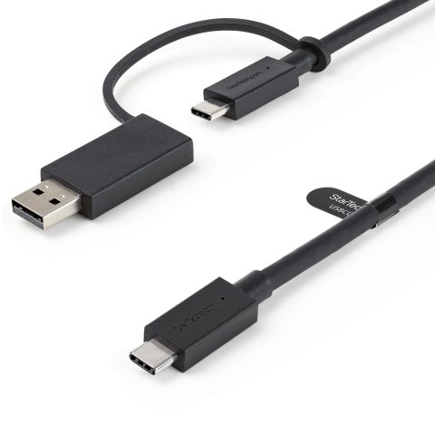 StarTech.com Cable USB-C de 1m con Llave Adaptador (Dongle) a USB-A - Cable Híbrido USB Tipo C a USBC (10Gbps y PD de 100W) o USBA (5Gbps) - Ideal Para Docking Stations Híbridas